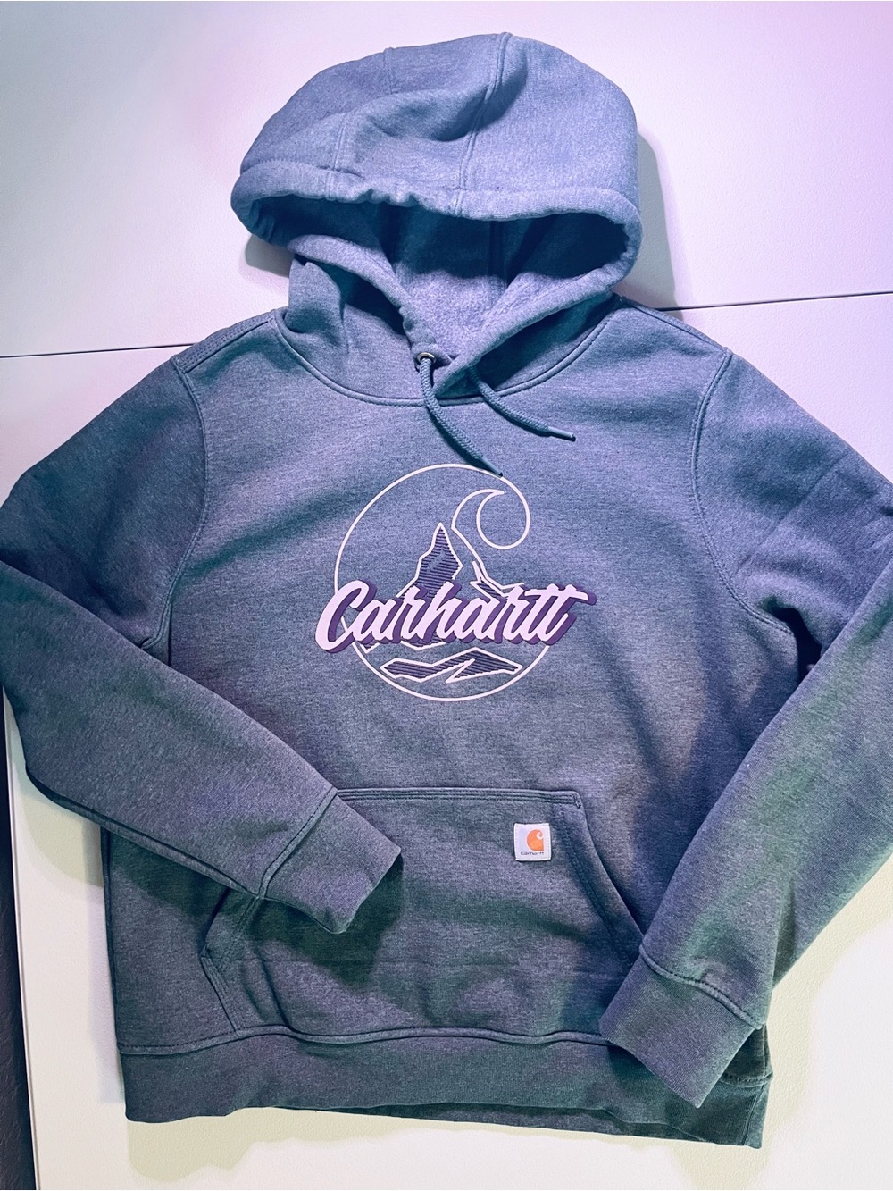 Carhartt youth Hoodie Gray Hooded Sweatshirt C Logo Graphic L